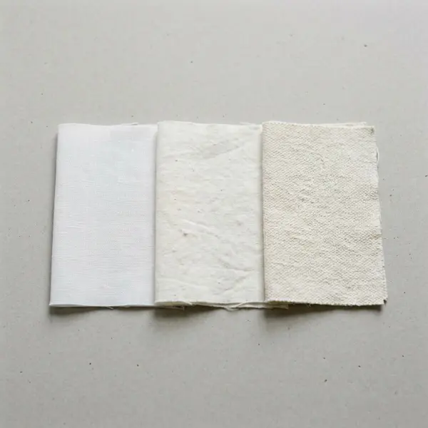 Perbandingan rona putih netral off-white dan ivory pada material fashion dengan tekstur berbeda
