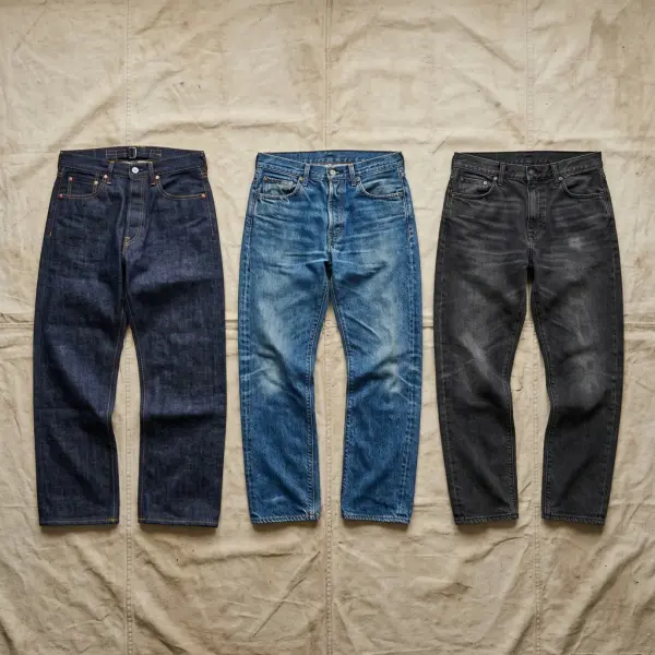 Evolusi warna denim dari jeans kerja biru klasik menuju variasi warna dalam fashion modern