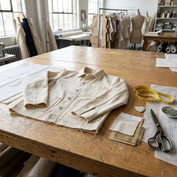 Evaluasi prototipe jaket kanvas untuk memeriksa kesesuaian material dan konstruksi Evaluasi prototipe jaket kanvas untuk memeriksa kesesuaian material dan konstruksi