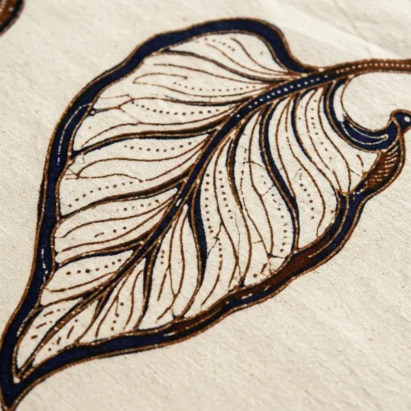 Arah garis isen-isen yang mengikuti kontur ornamen daun pada motif batik Arah garis isen-isen yang mengikuti kontur ornamen daun pada motif batik