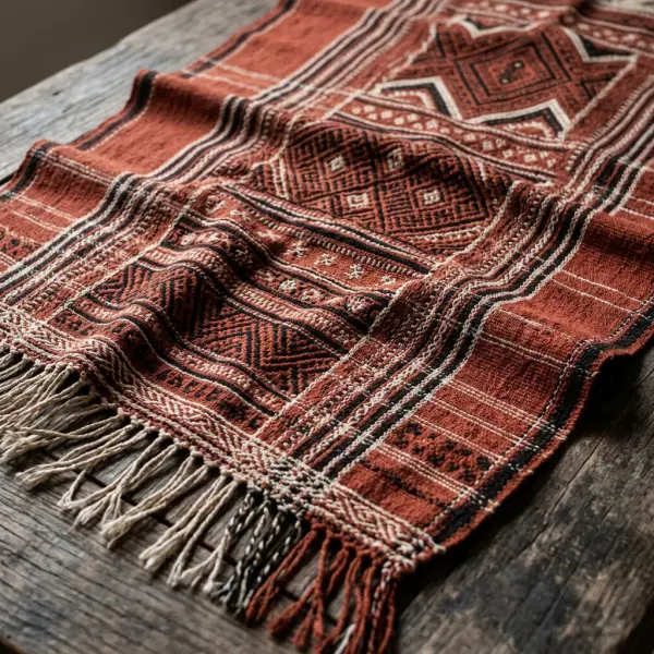 Kain ulos Batak Toba dengan warna dan detail tenun tradisional Kain ulos Batak Toba dengan warna dan detail tenun tradisional