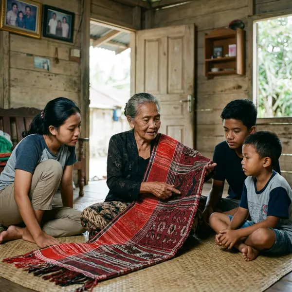 Keluarga Batak Toba memperkenalkan makna tradisi mangulosi kepada generasi muda