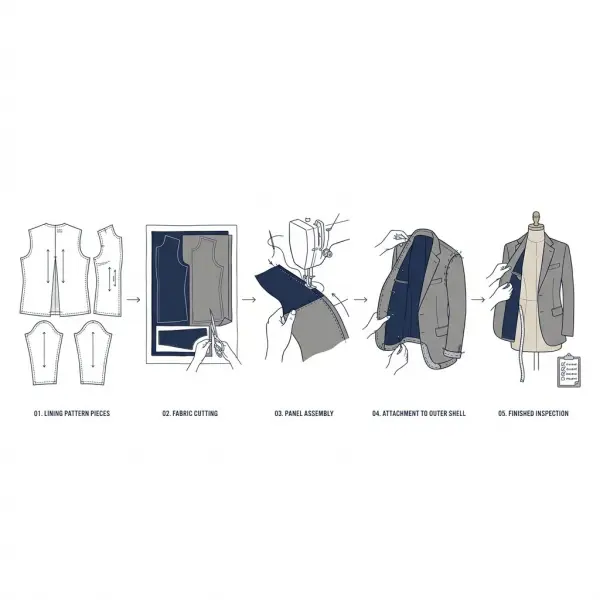 Simple garment lining construction workflow from pattern development to finished jacket inspection