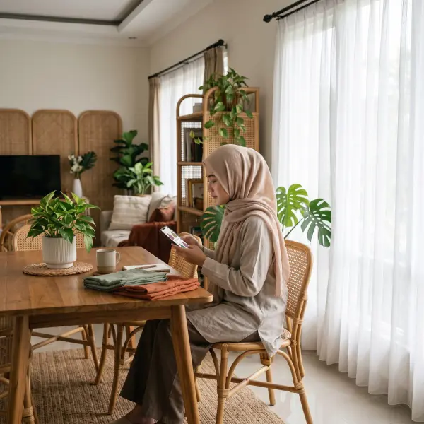 Konsumen memeriksa informasi dan ulasan produk hijab sebelum membeli secara daring