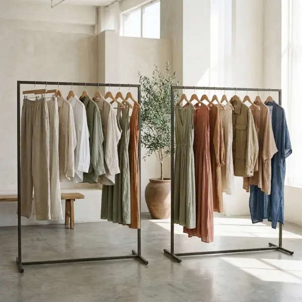 Variasi pakaian dalam satu koleksi fashion yang mempertahankan identitas visual melalui warna dan karakter desain