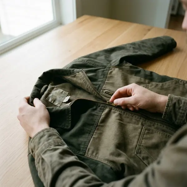 Pemeriksaan detail jaket streetwear sebelum membeli dengan memperhatikan ritsleting, jahitan, label, dan kondisi material