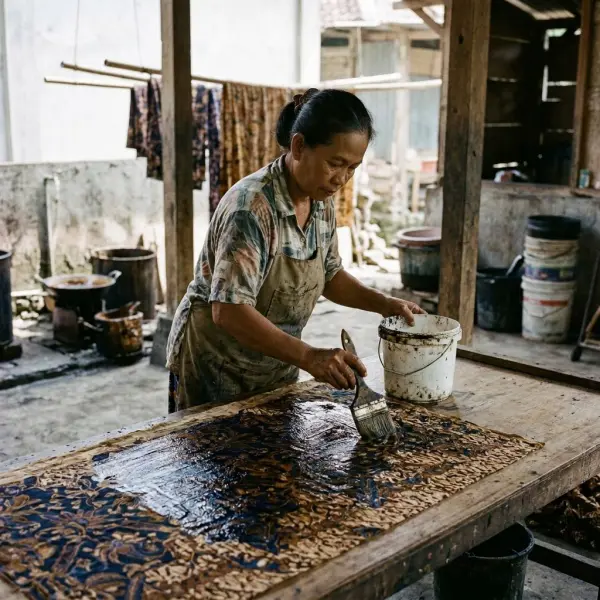 Waterglass digunakan sebagai bahan pembantu fiksasi warna pada proses pembuatan kain batik