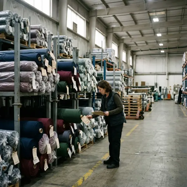 Gulungan kain BSY yang dipisahkan berdasarkan batch untuk menghindari pencampuran bahan dalam produksi garment Gulungan kain BSY yang dipisahkan berdasarkan batch untuk menghindari pencampuran bahan dalam produksi garment