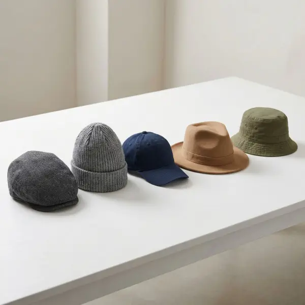 Berbagai model topi pria dengan bentuk dan konstruksi berbeda untuk kebutuhan penggunaan yang beragam