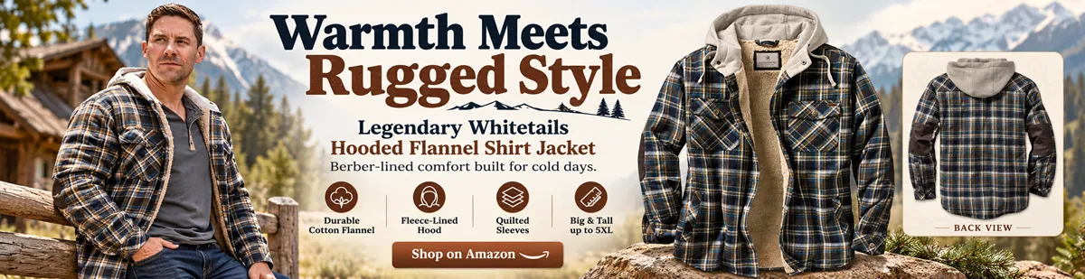 Legendary Whitetails Mens Hooded Plaid Flannel Berber Lined Shirt Jacket