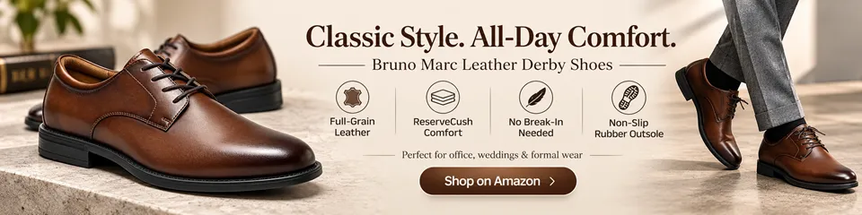 Bruno Marc Men's Classic Leather Dress Shoes